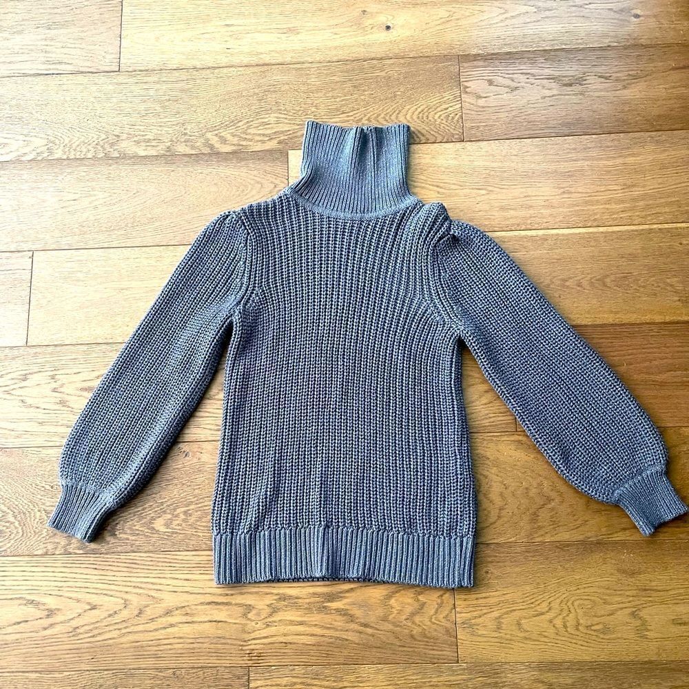 Alfani Pop of Grey Sparkle Turtleneck Sweater in Armor color